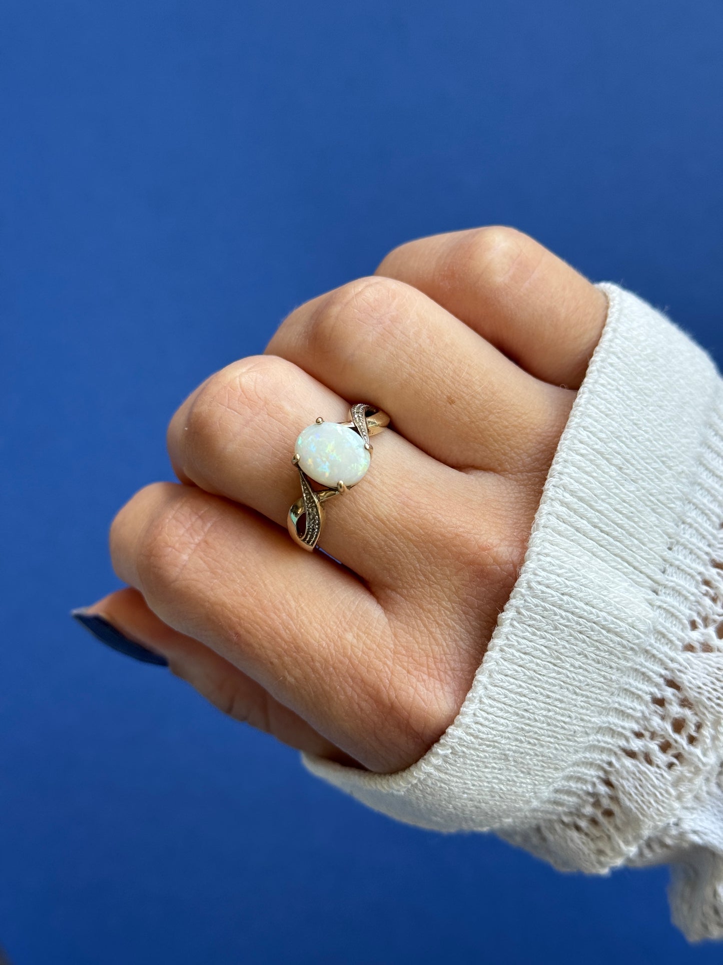 9ct opal diamond twist ring