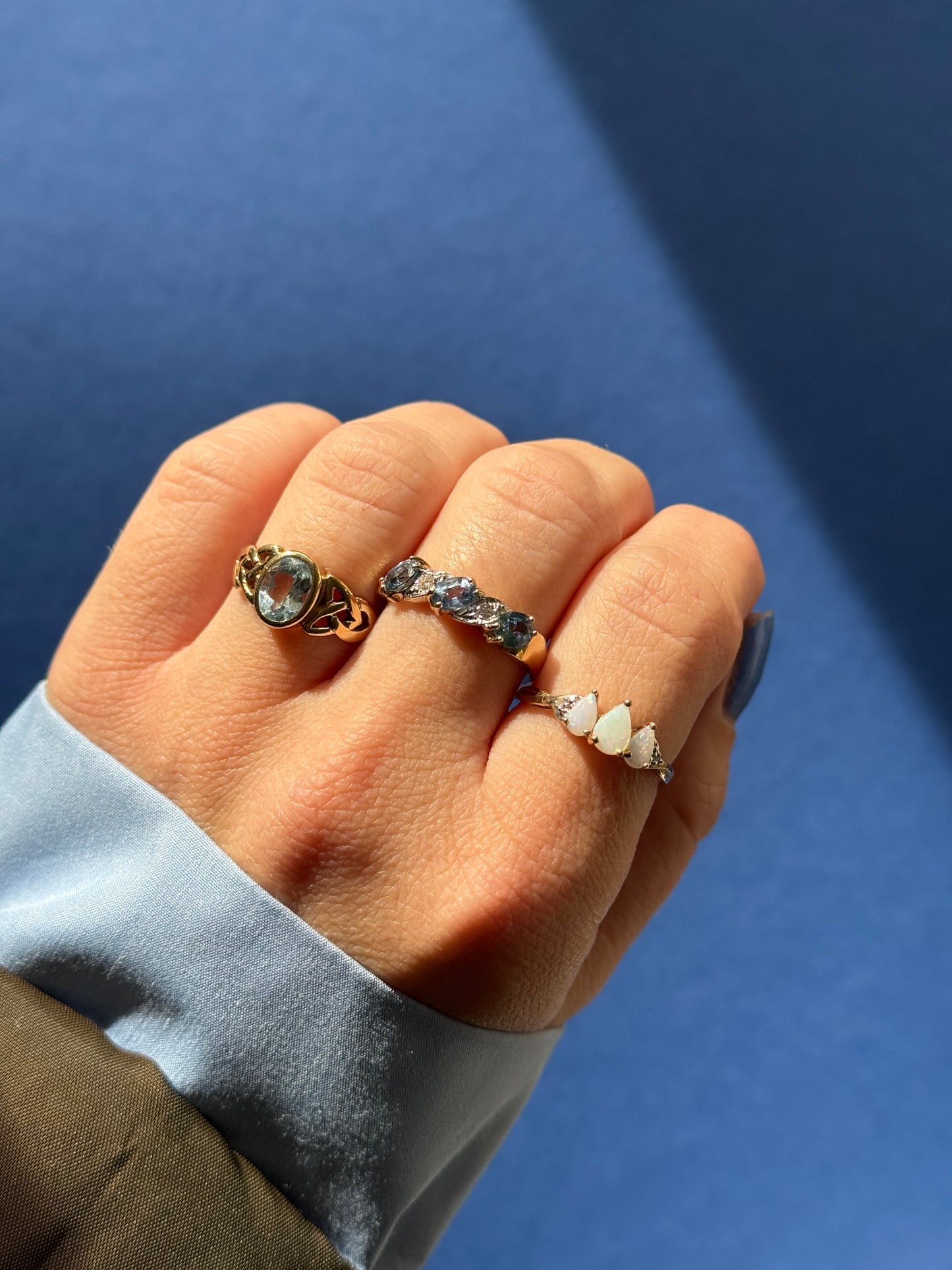 9ct opal & diamond trinity
