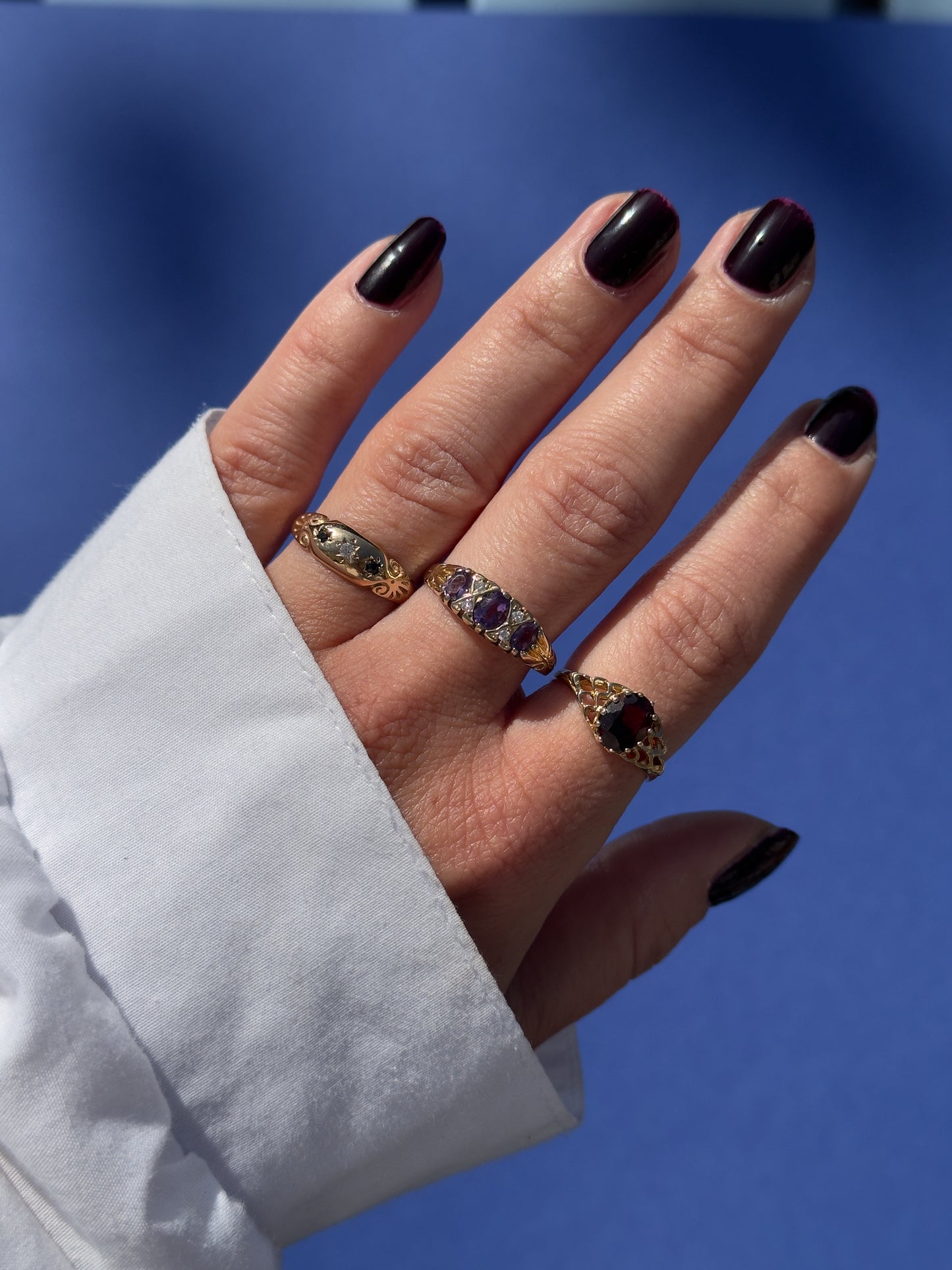 antique 9 carat gold sapphire diamond ring