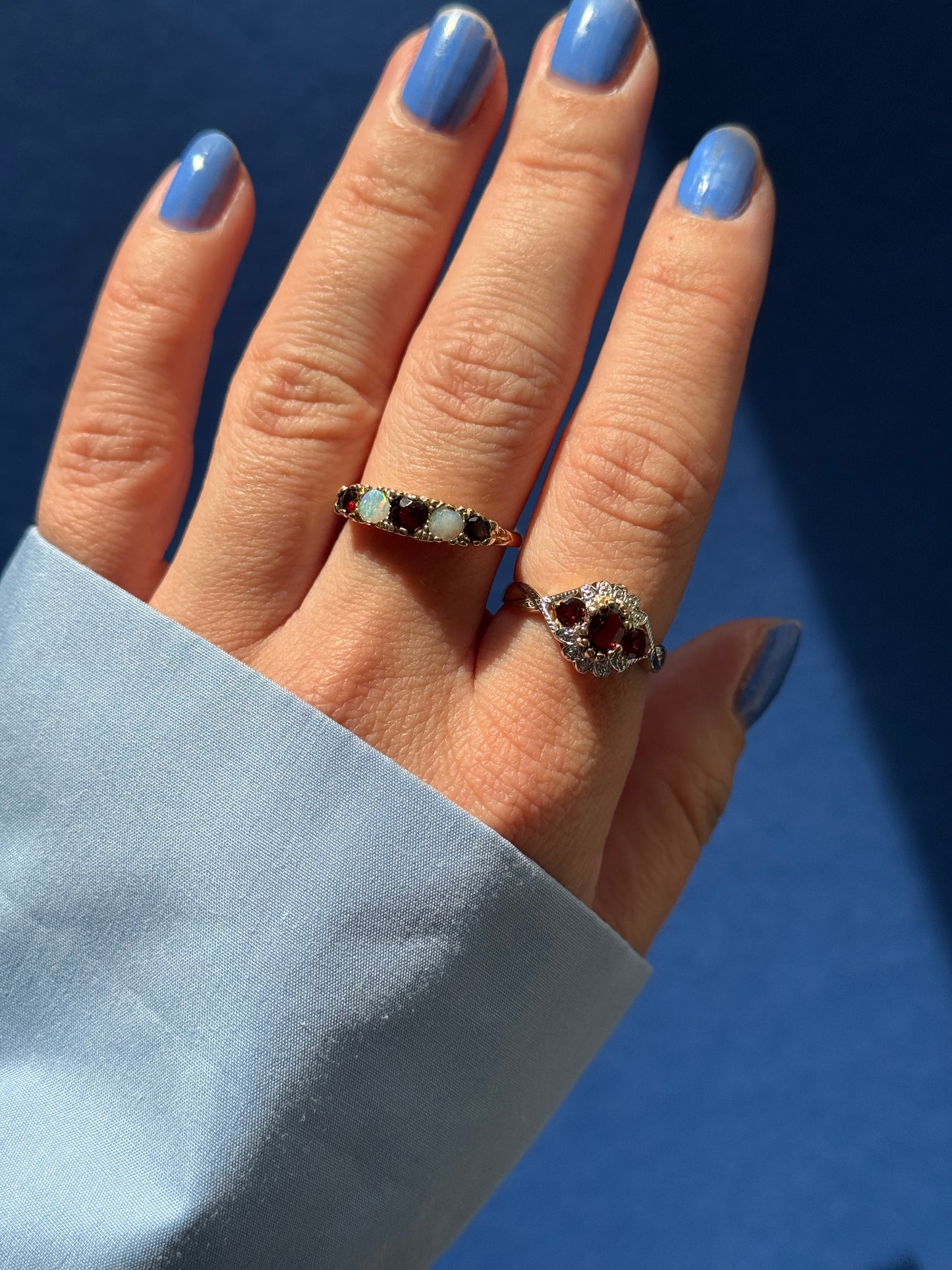 9ct opal & garnet boat