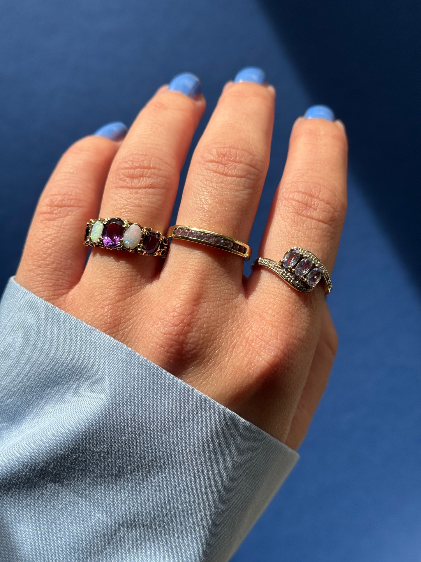 9ct opal & amethist ring