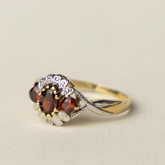 9ct garnet & diamond ring