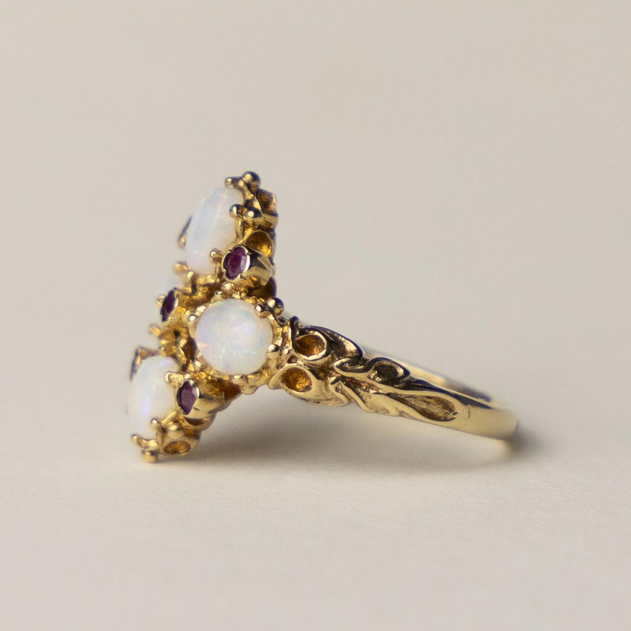 9ct opal ruby victorian style ring