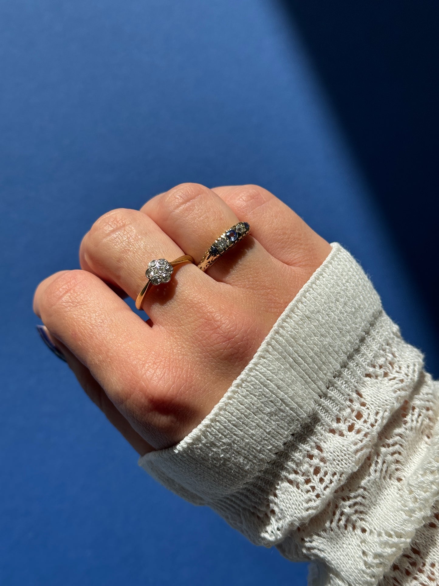 9ct tanzanite & diamond boat ring
