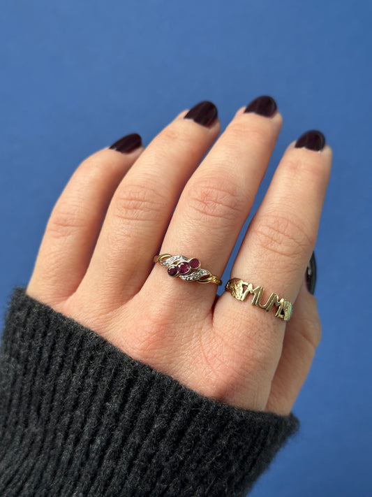 9ct ruby & diamond trilogy