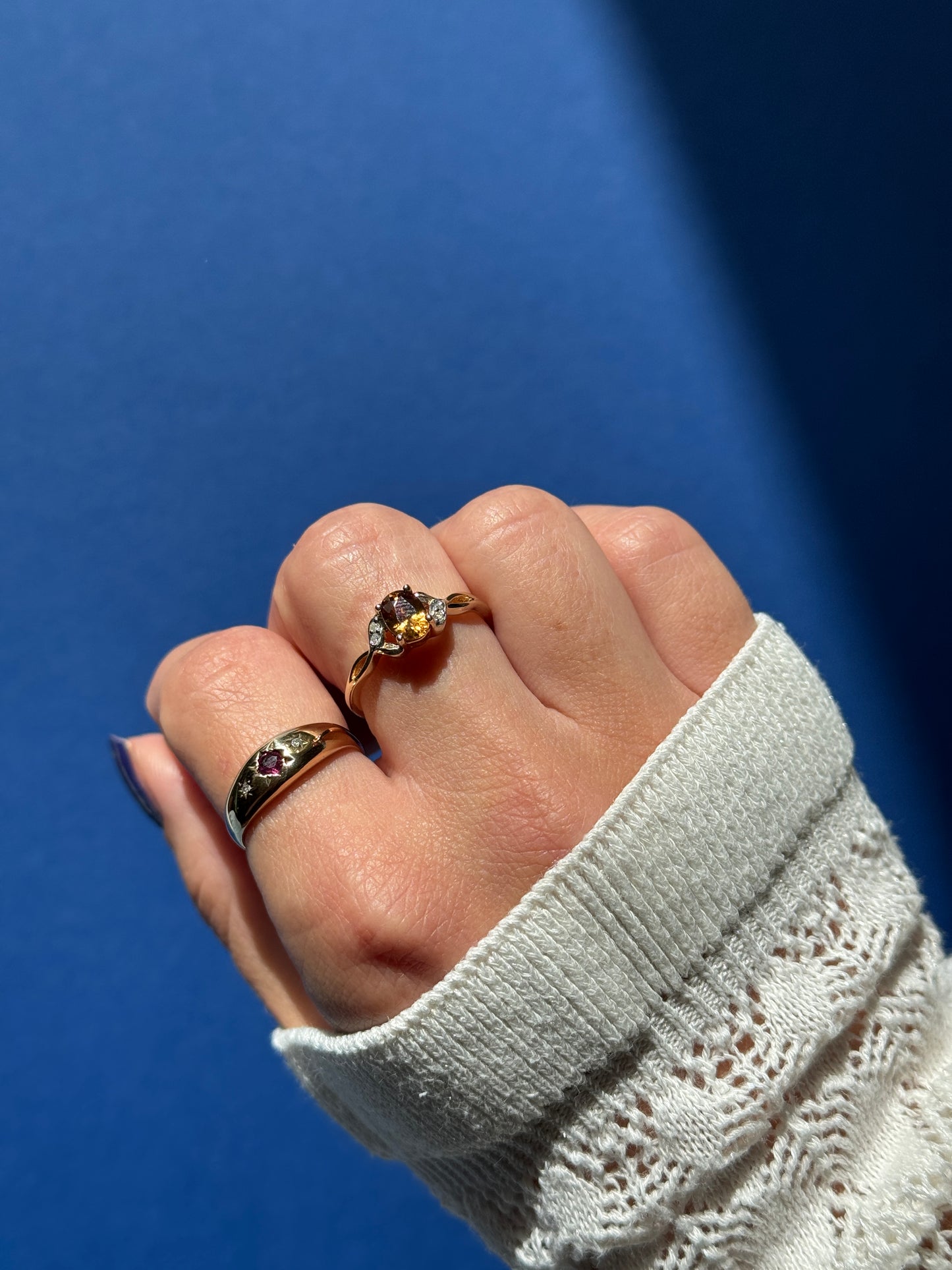 10ct citrine & diamond ring