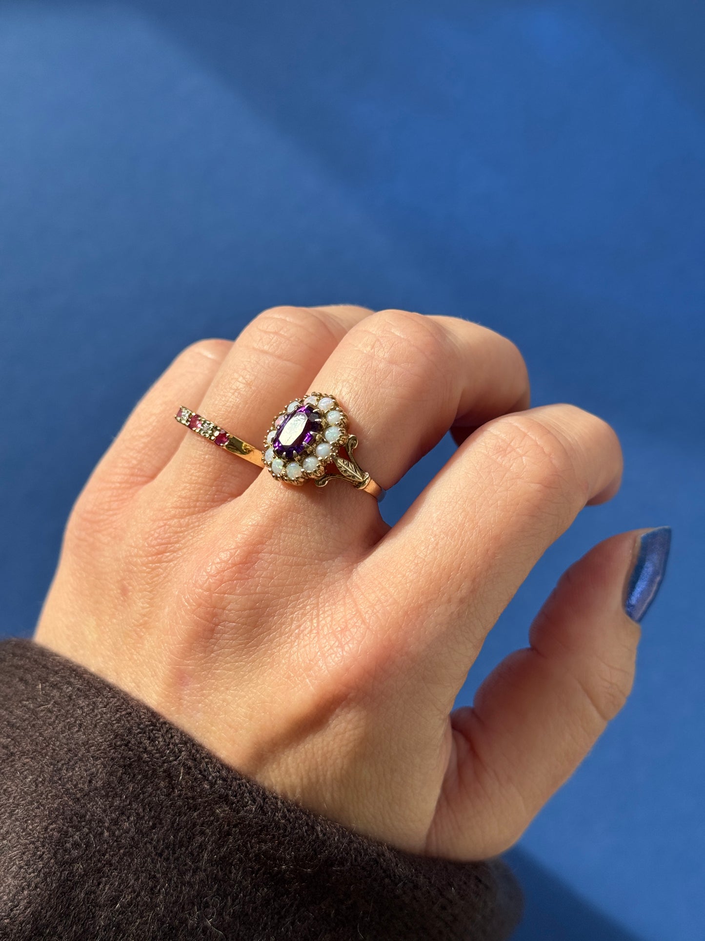 9ct opal amethist Victorian style