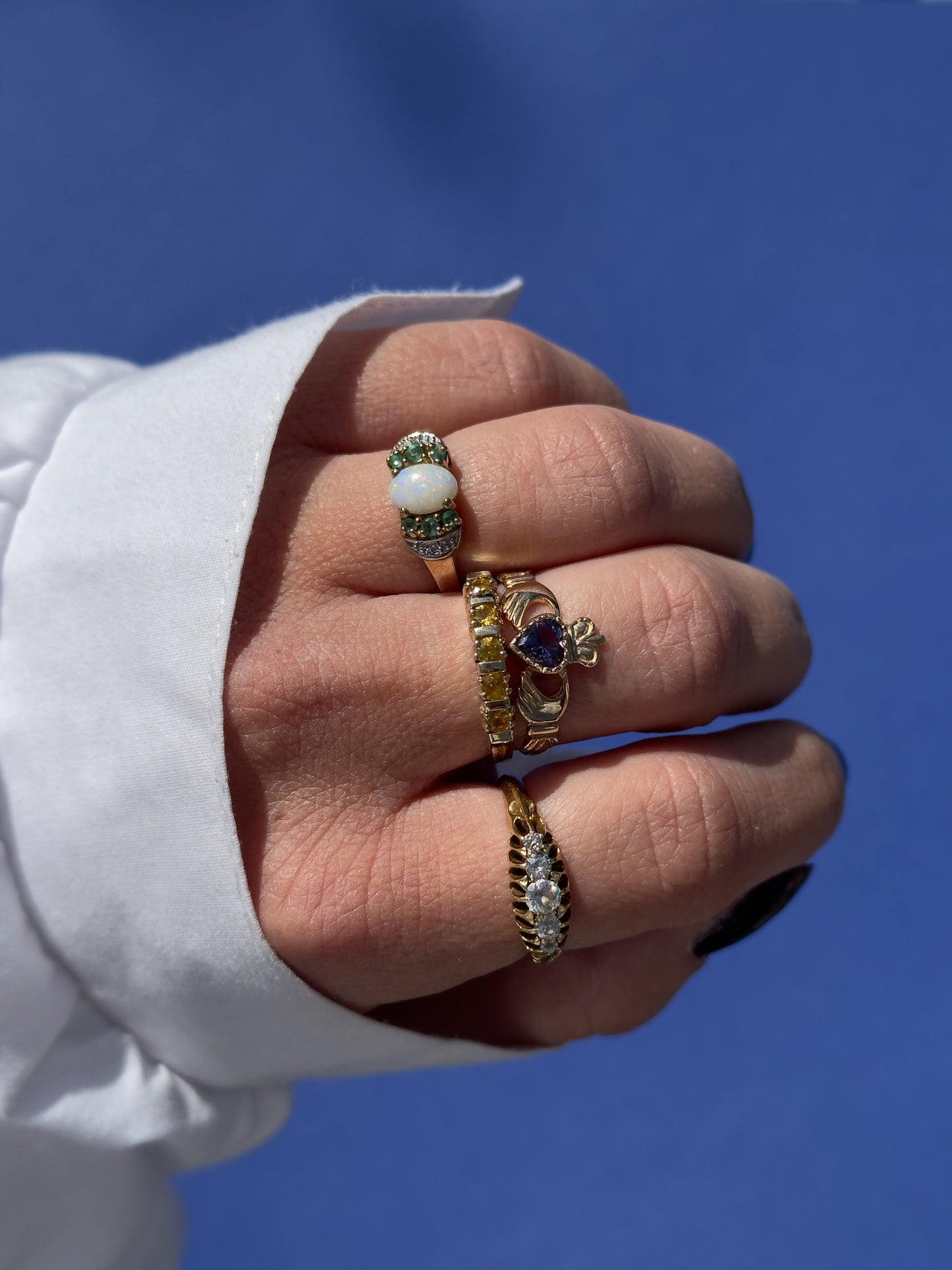 antique 18 carat Edwardian diamond boat ring