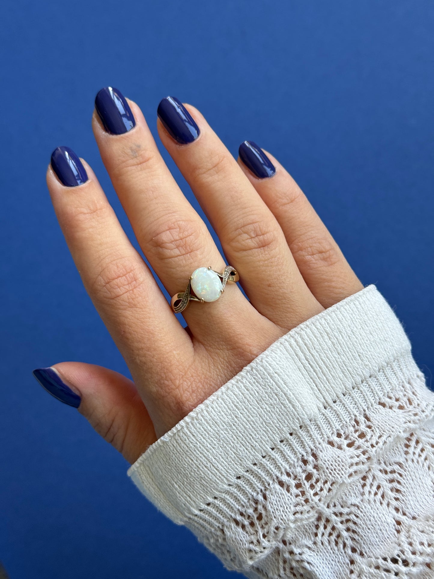 9ct opal diamond twist ring