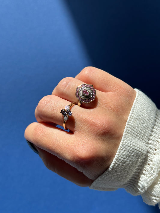 9ct amethist & diamond ring