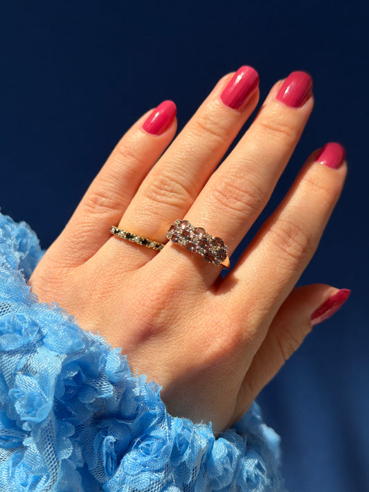 9ct andasulite & diamond cluster ring