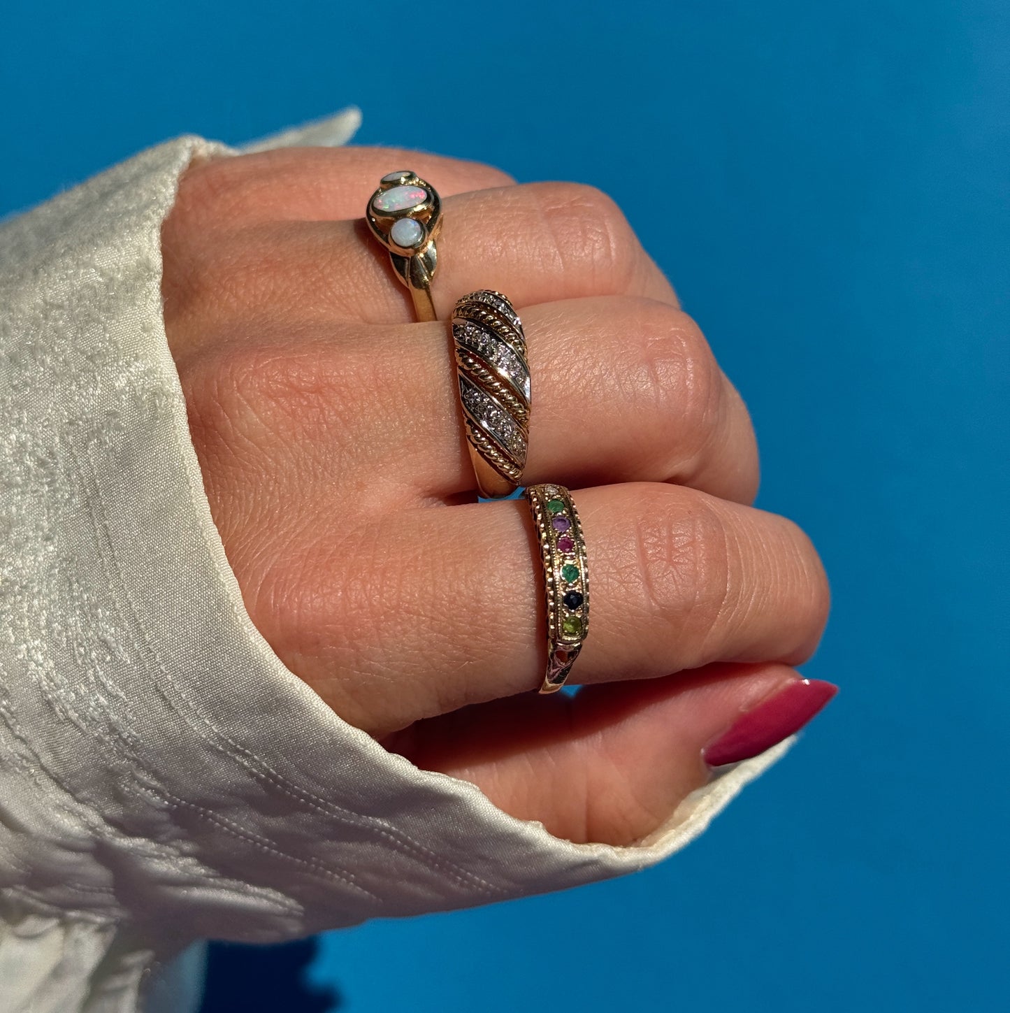 9 carat diamond rope twist band ring