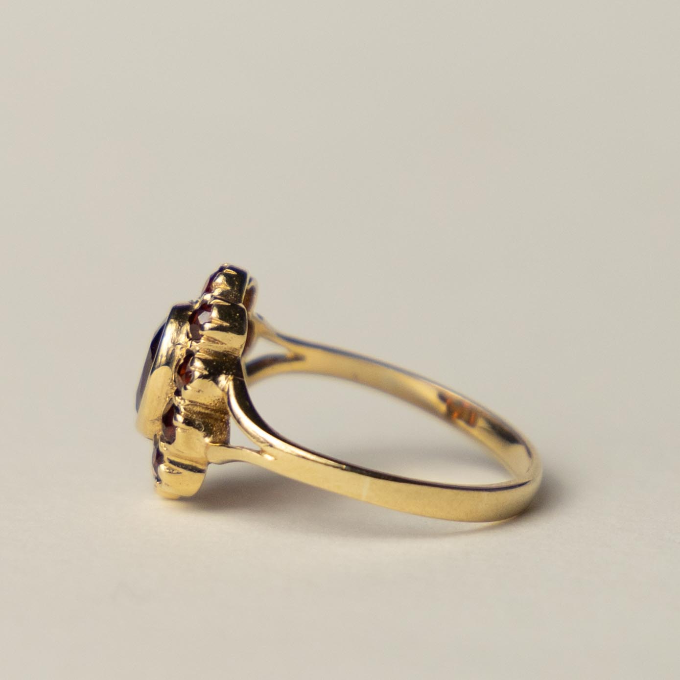 9ct garnet flower cluster ring