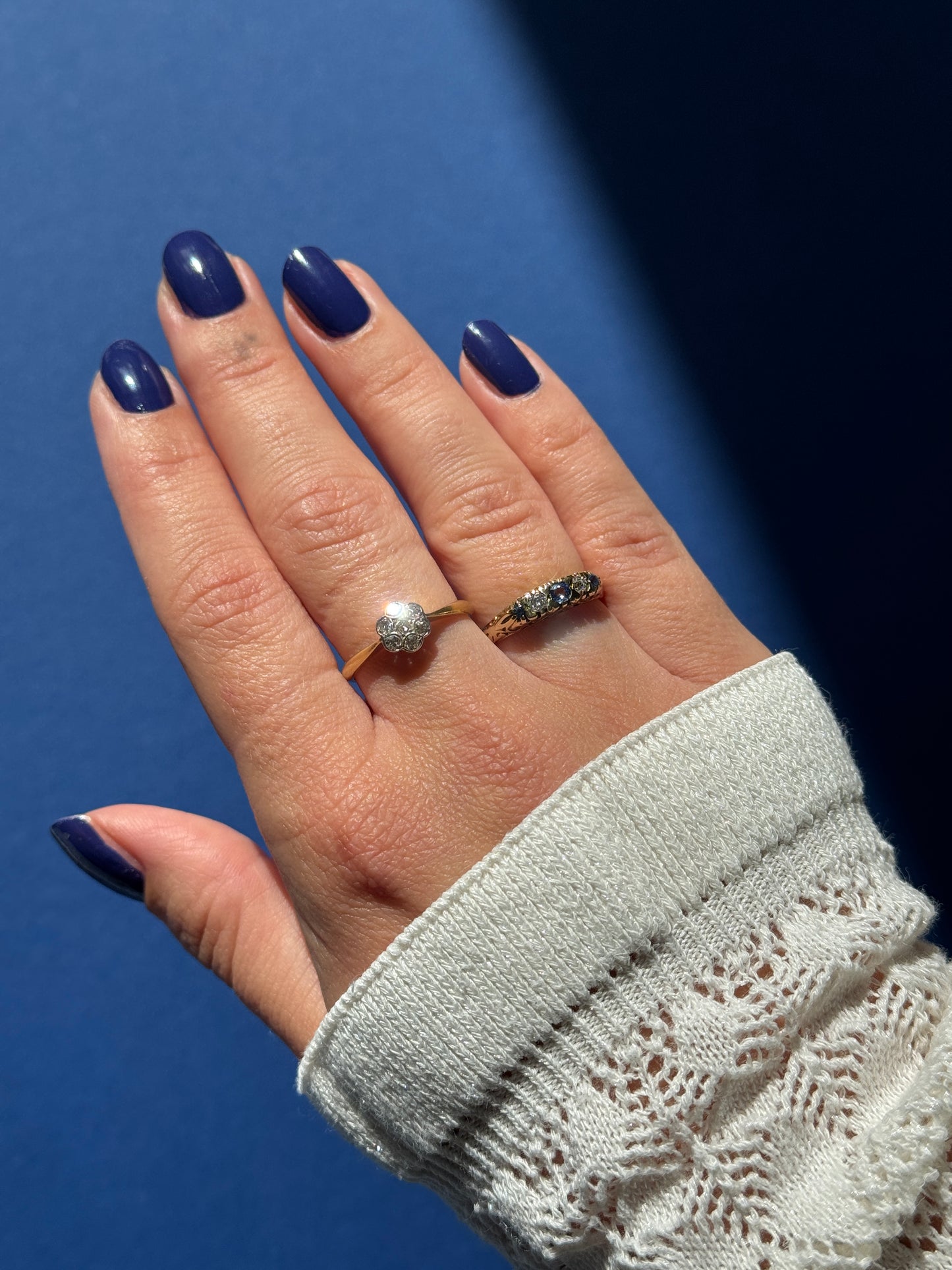 9ct tanzanite & diamond boat ring