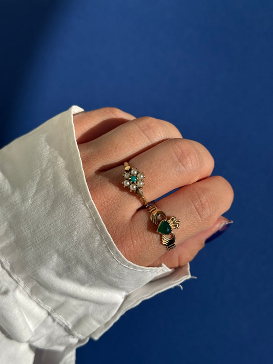 9ct turqouise & pearl ring