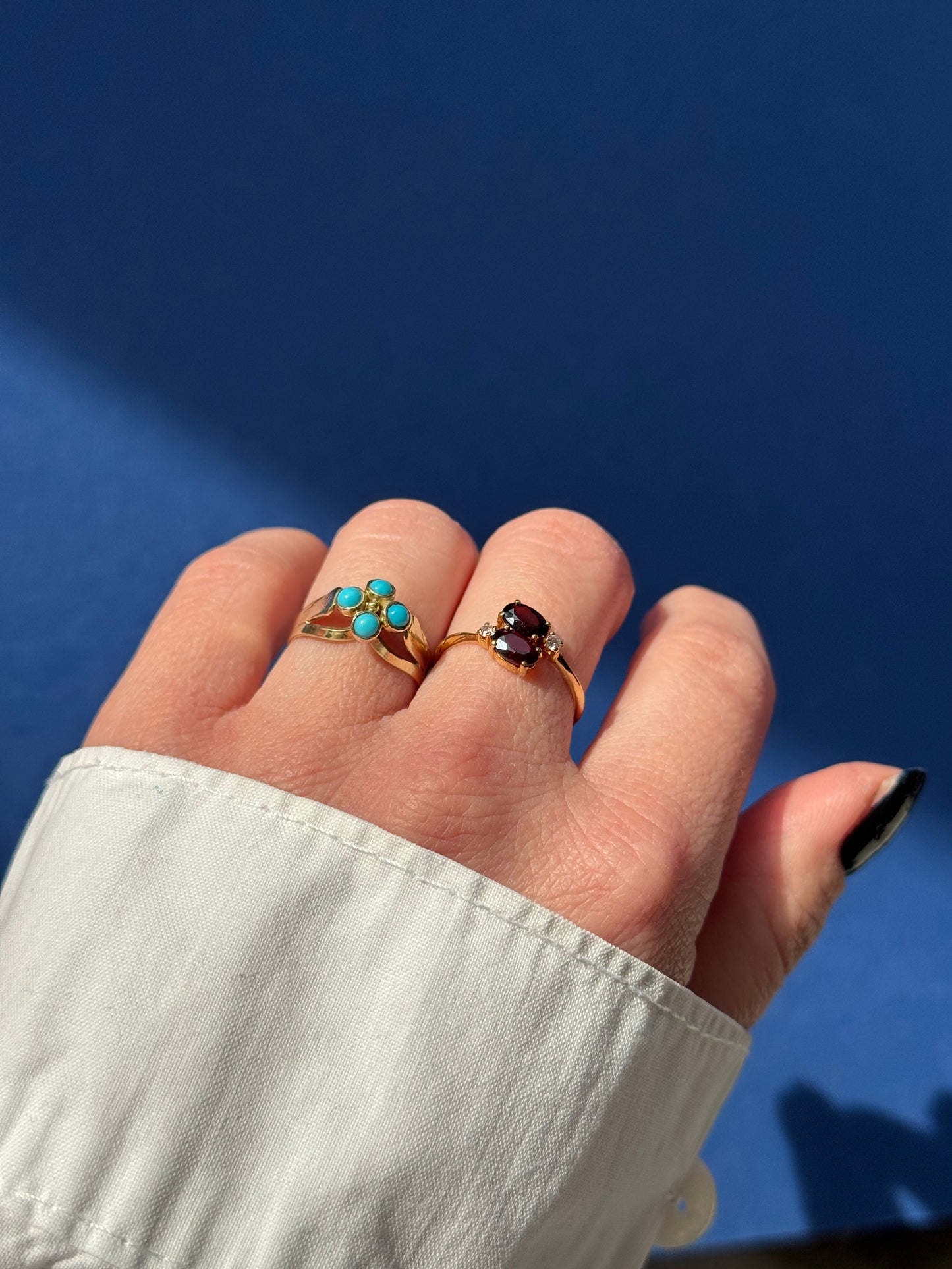 14ct turqouise clover ring