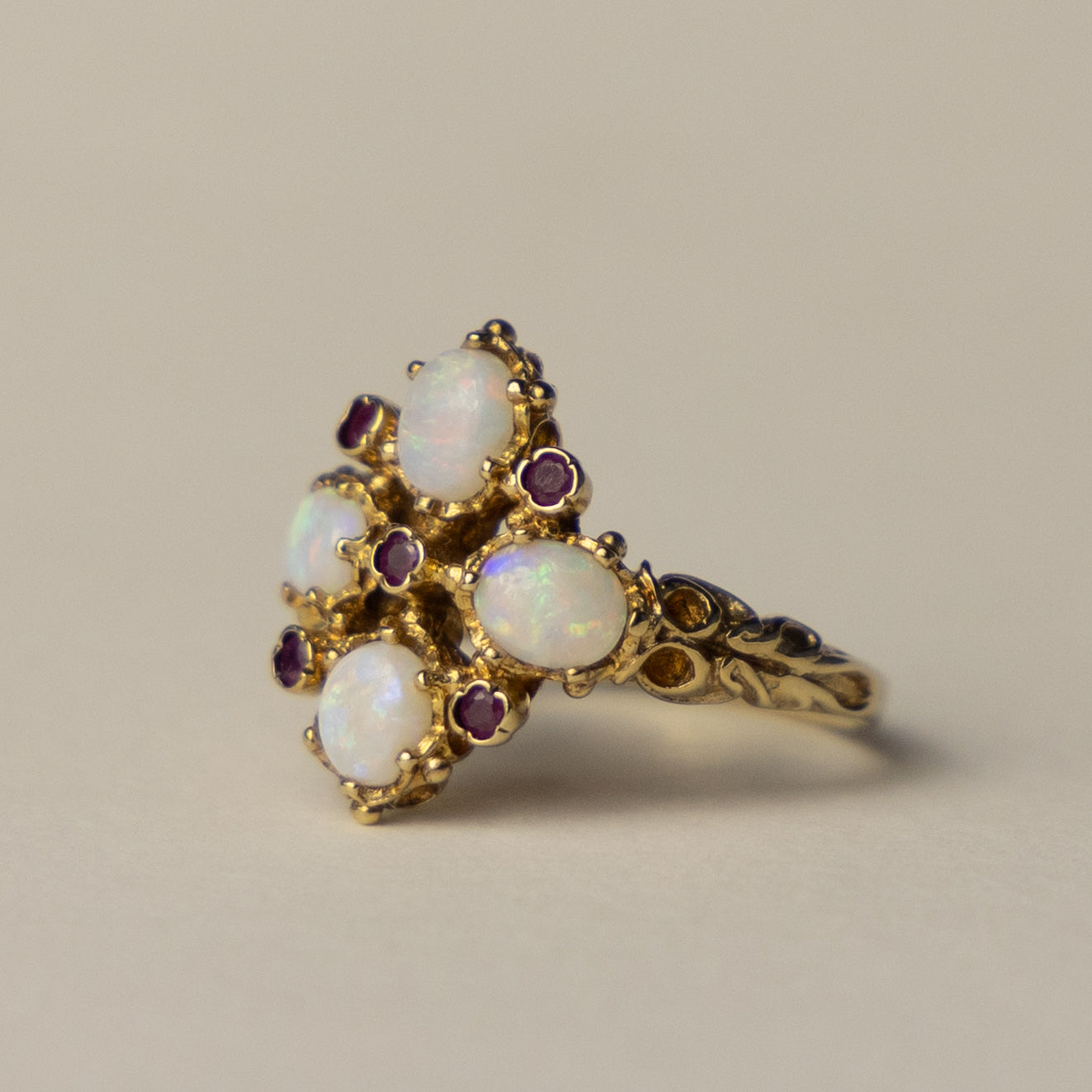 9ct opal ruby victorian style ring