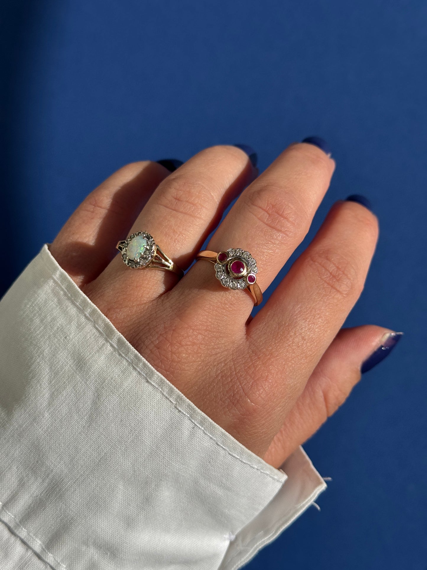14ct diamond & ruby halo ring