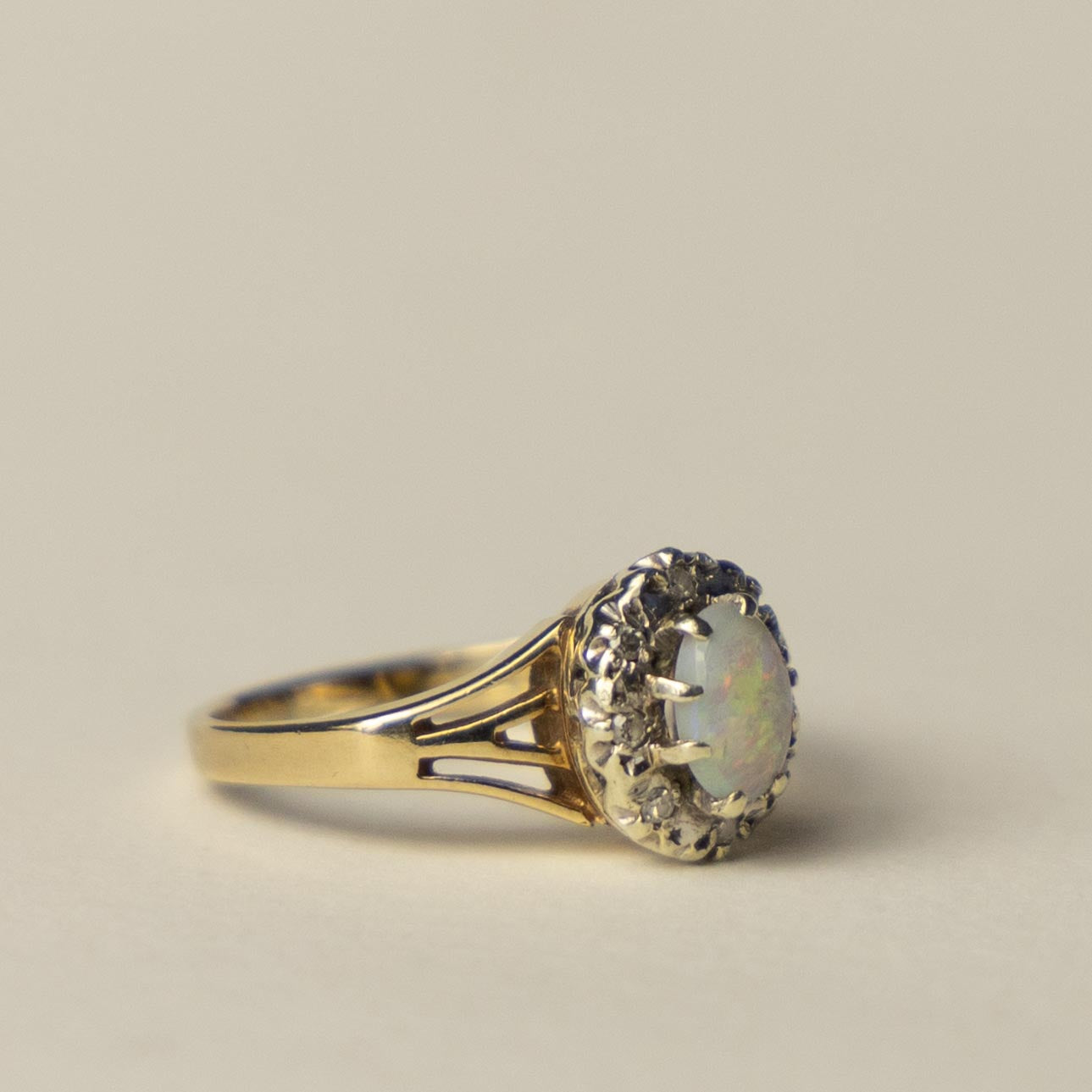 9ct opal & diamond halo ring
