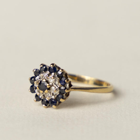 9ct sapphire diamond cluster