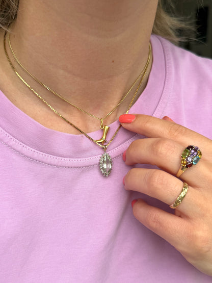 9ct prasiolite & diamond pendant