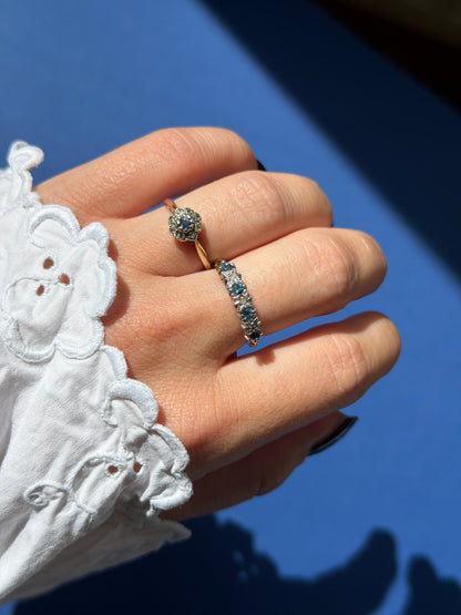 9ct tanzanite & diamond flower cluster ring