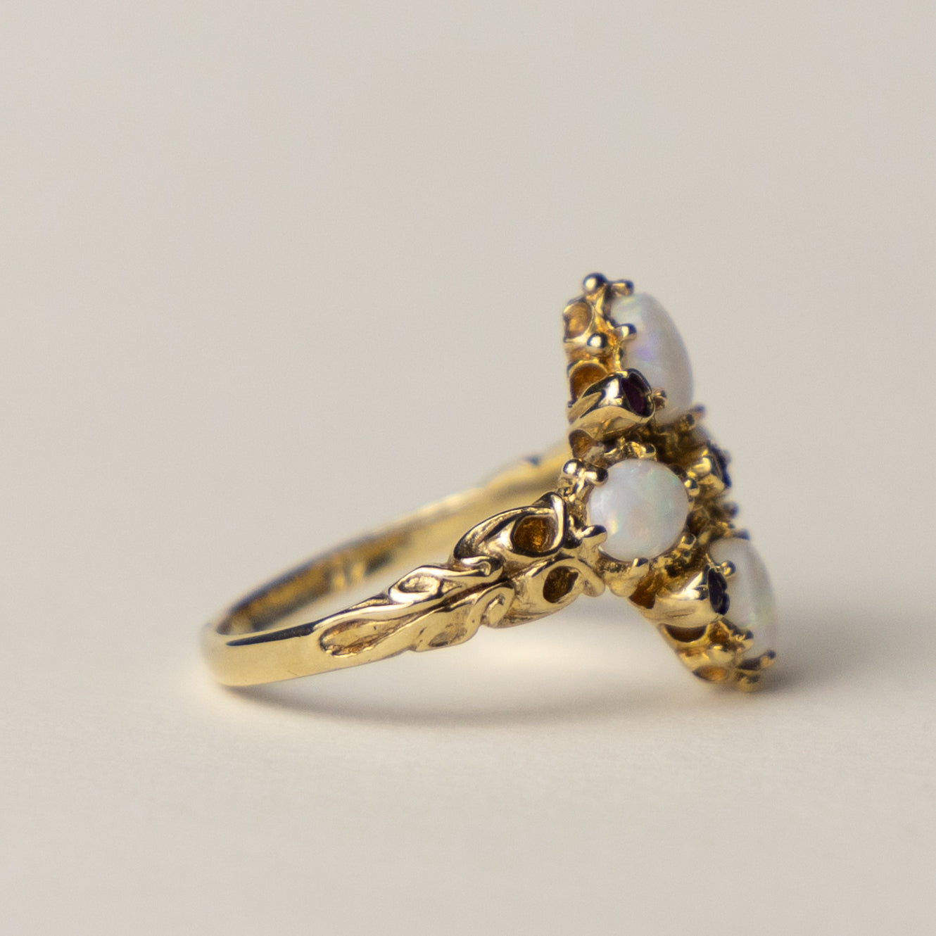 9ct opal ruby victorian style ring