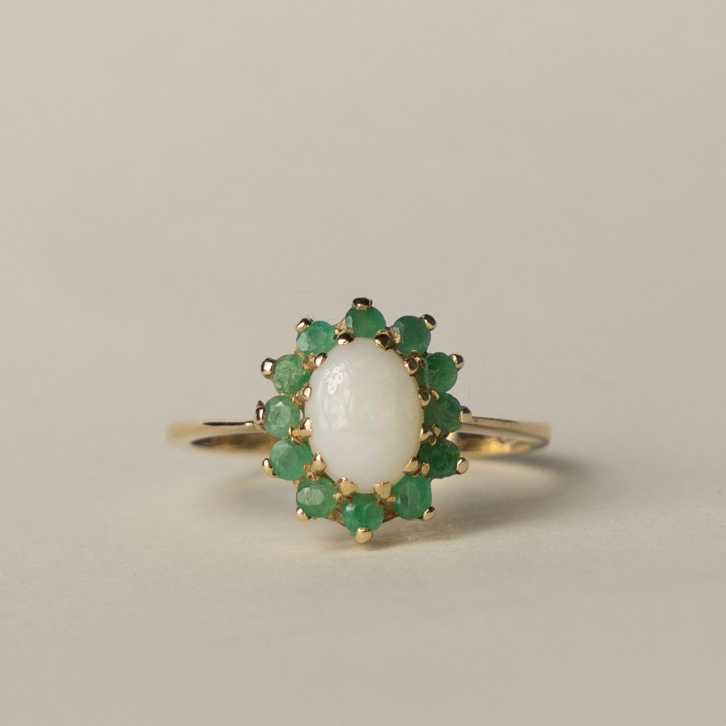 9ct opal emerald cluster