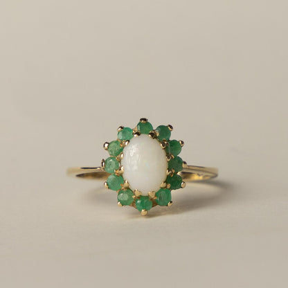 9ct opal emerald cluster