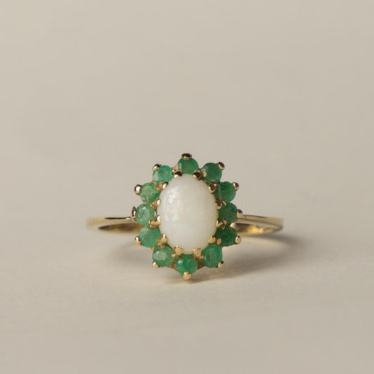 9ct opal emerald cluster