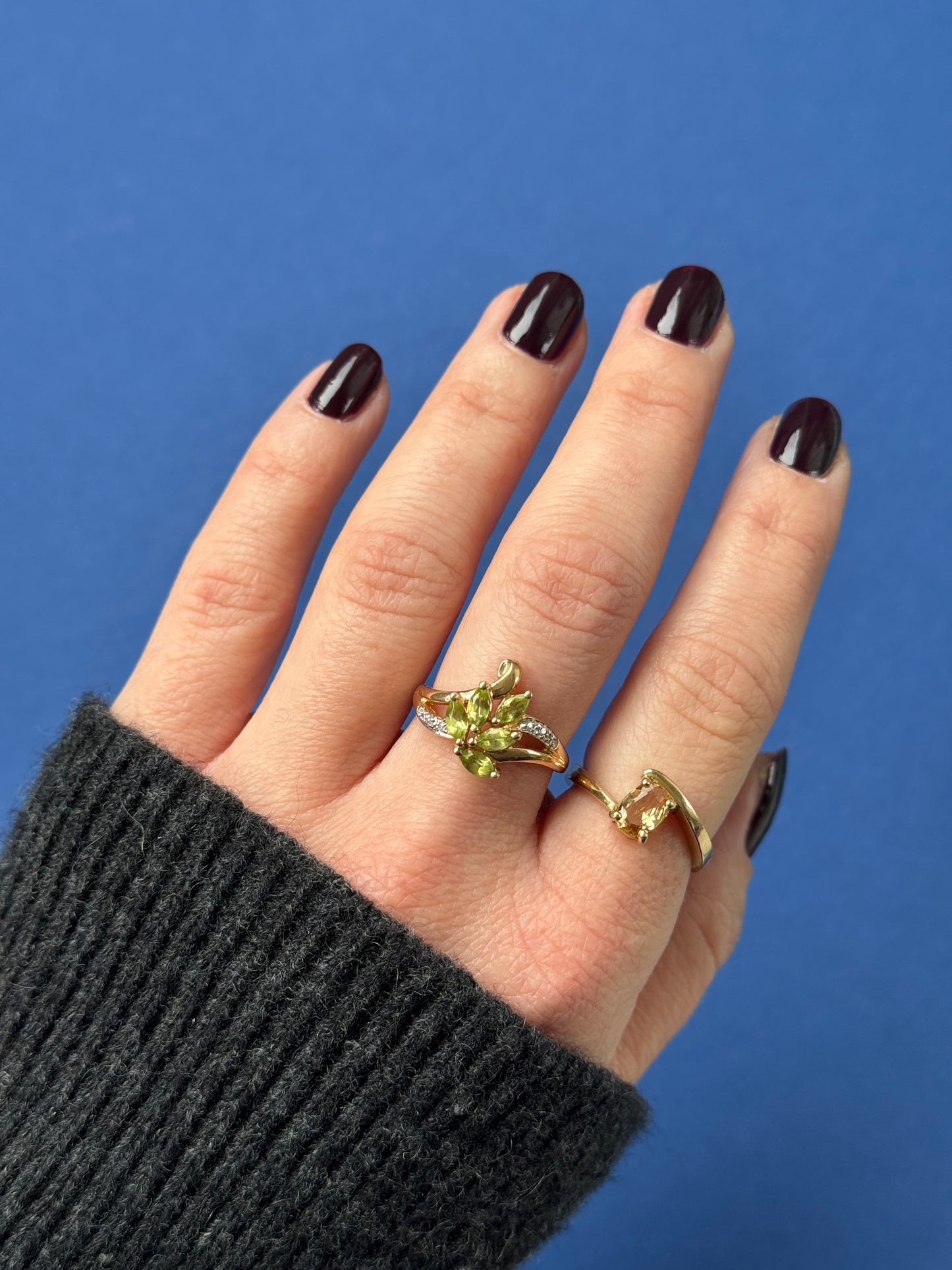 14ct peridot & diamond cluster ring