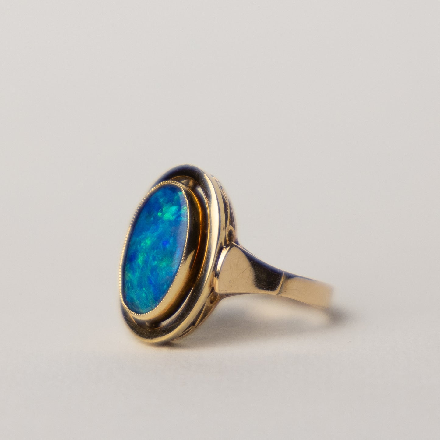 14 carat blue opal solitaire ring