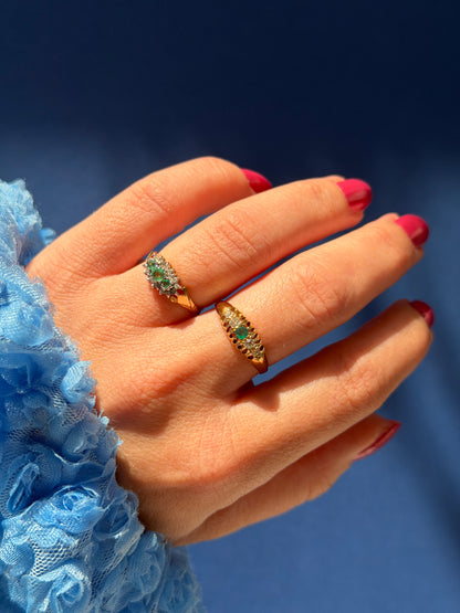 9ct emerald & diamond trilogy cluster