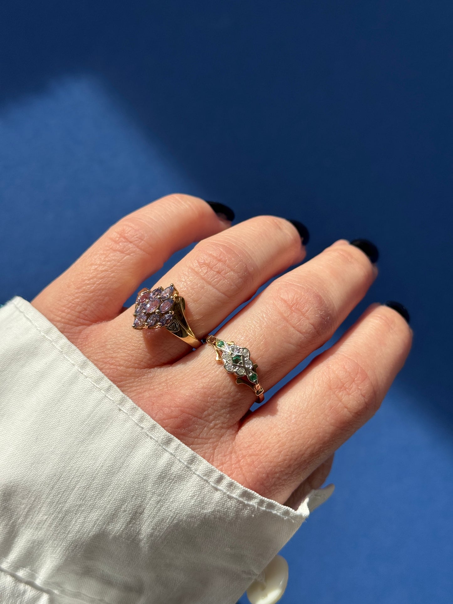 9ct tanzanite & diamond cluster