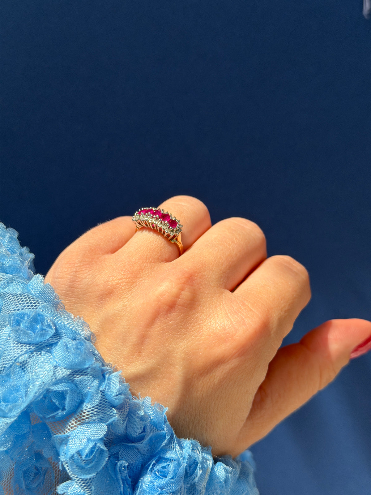 9ct ruby & diamond cluster
