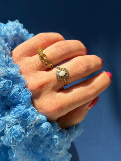 9ct opal & zirconia cluster