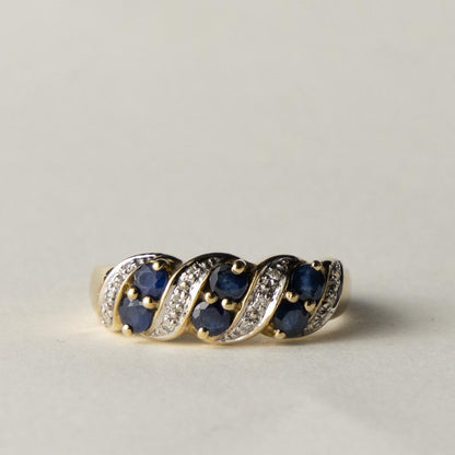 9ct sapphire & diamond band ring