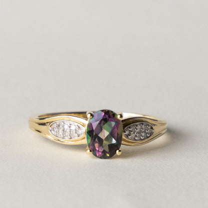 9ct mystic topaz & diamond ring