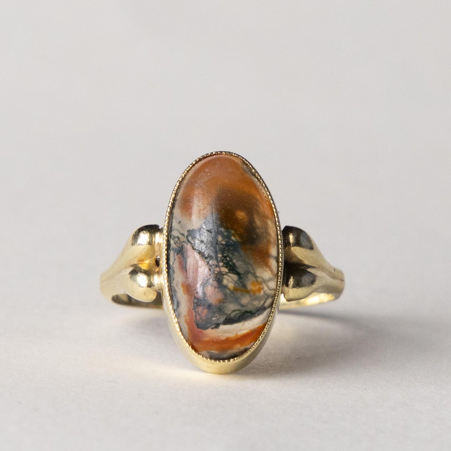 14ct moss agate ring