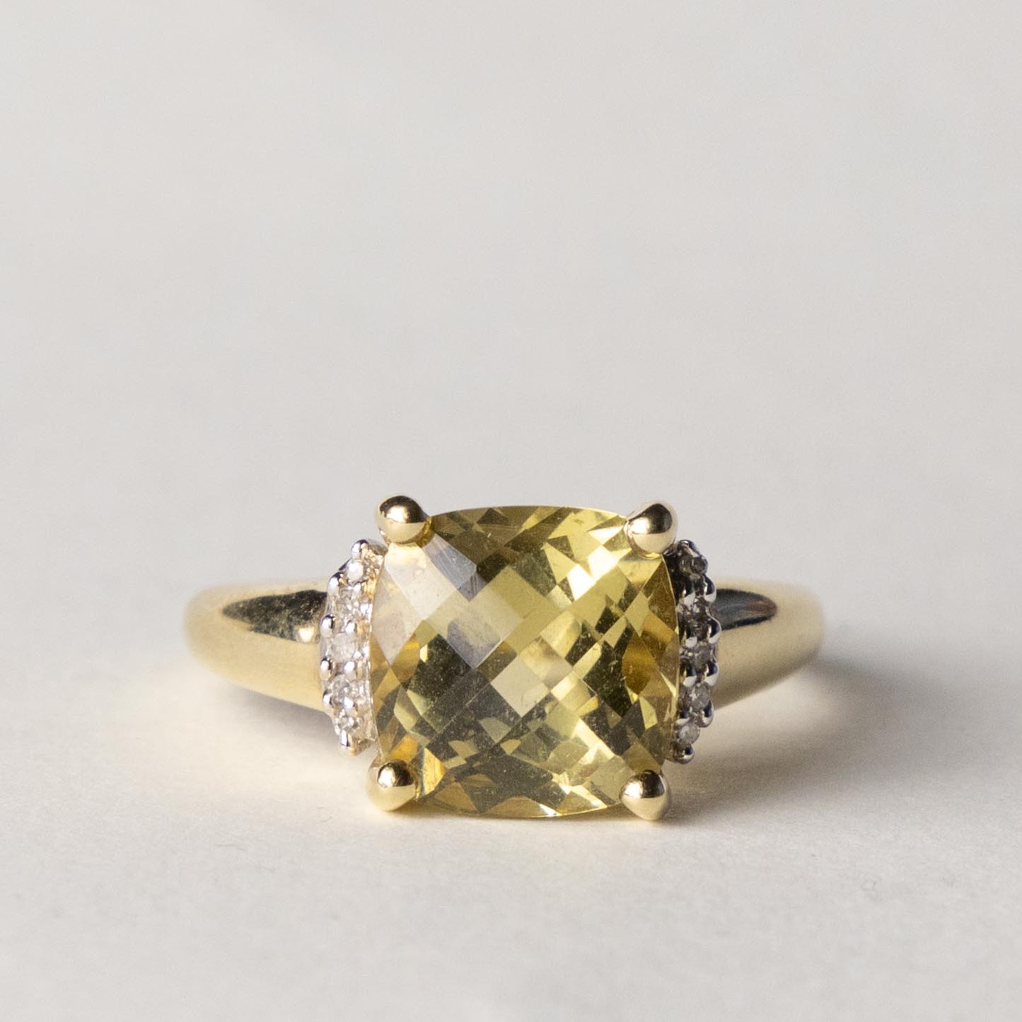 9ct citrine cushion cut & diamond