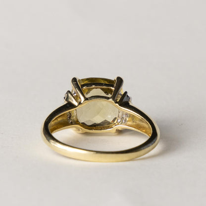 9ct citrine cushion cut & diamond
