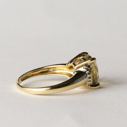 9ct citrine cushion cut & diamond
