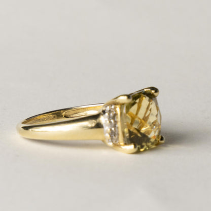 9ct citrine cushion cut & diamond