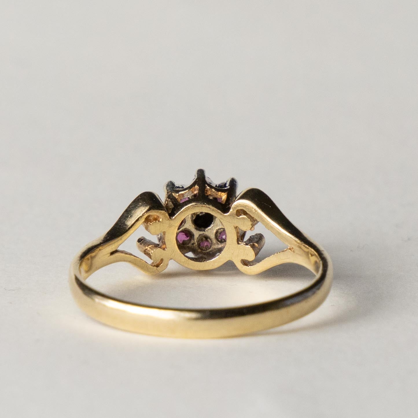 9ct ruby & diamond flower