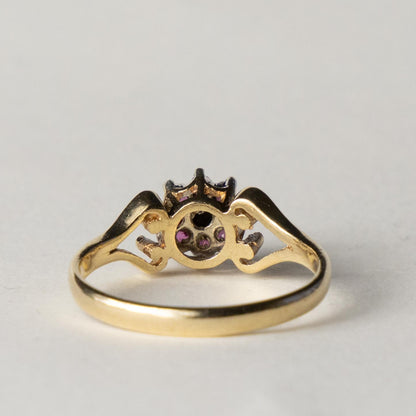 9ct ruby & diamond flower