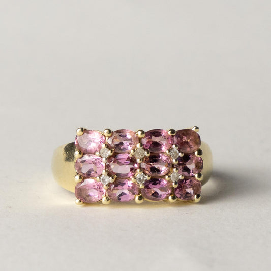 9ct tourmaline & diamond cluster