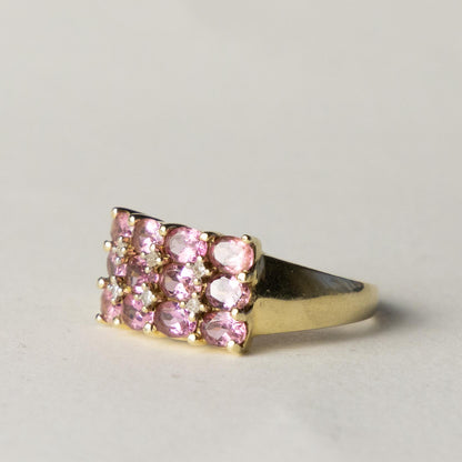 9ct tourmaline & diamond cluster