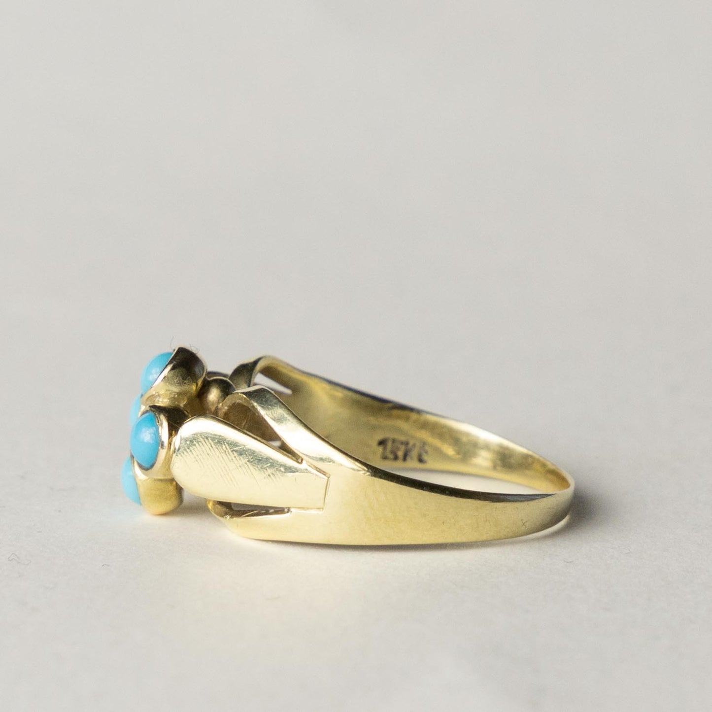 14ct turqouise clover ring