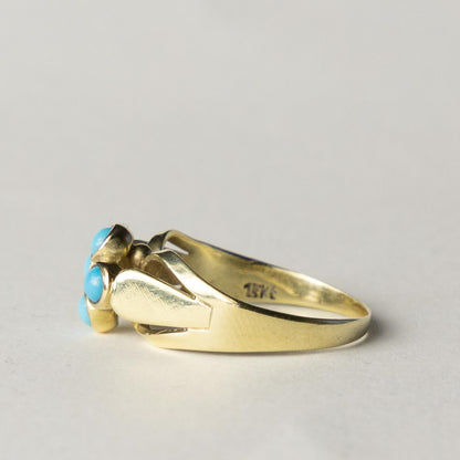 14ct turqouise clover ring