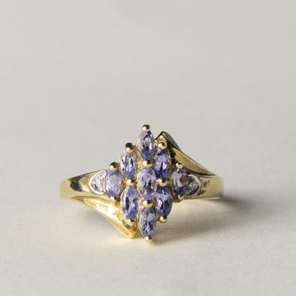 9ct tanzanite & diamond cluster
